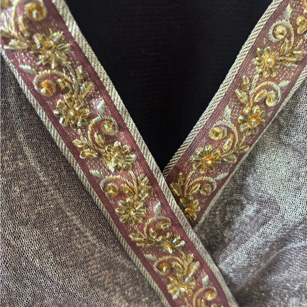 INC International Concepts Women's V-Neck Paisley Blouse - Brown and Gold - Picture 3 of 5